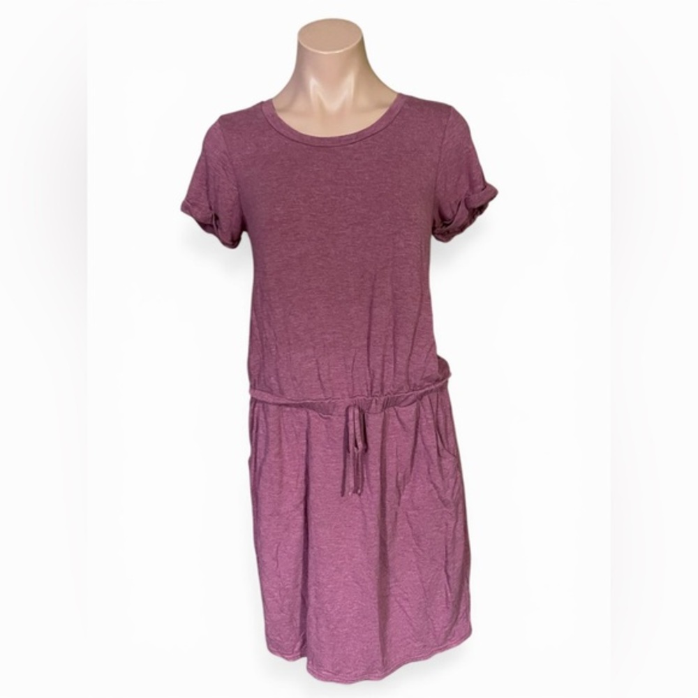 32 Degrees Women Small Soft Luxe Heather Scarlett Oak T-Shirt Dress Pockets